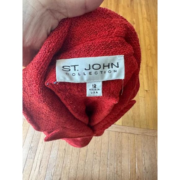 ST JOHN COLLECTION RED KNIT SUIT SIZE 12/14 (JO100 - Picture 8 of 10